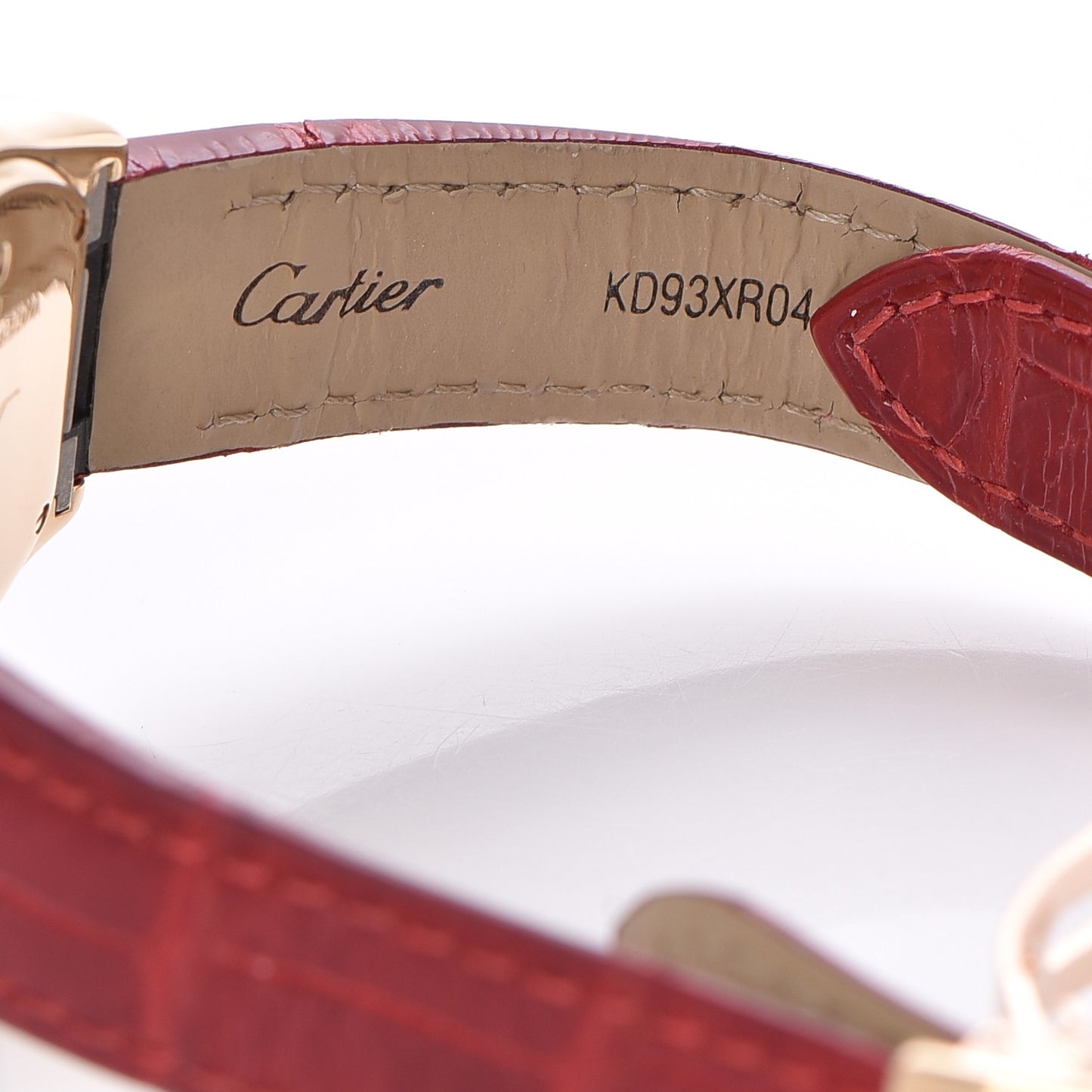 18K Gold Alligator Small Roadster Quartz Watch Red