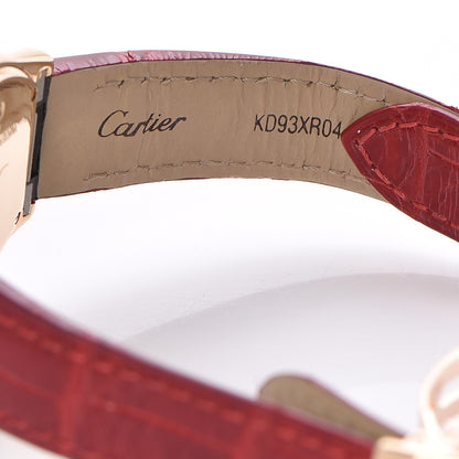 Cartier 18K Gold Alligator Small Roadster Quartz Watch Red 7 of 8