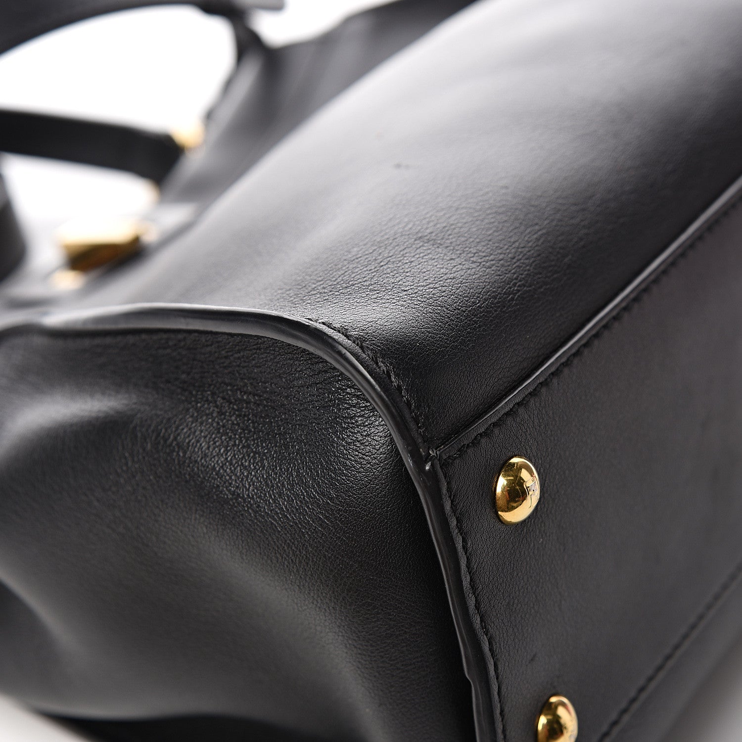 Fendi Vitello Seta Shiny Nappa Medium Peekaboo Iconic Satchel Black 12 of 14
