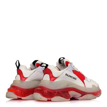 Balenciaga Fabric Mesh Clear Sole Mens Triple S Sneakers 39 White Red 4 of 8
