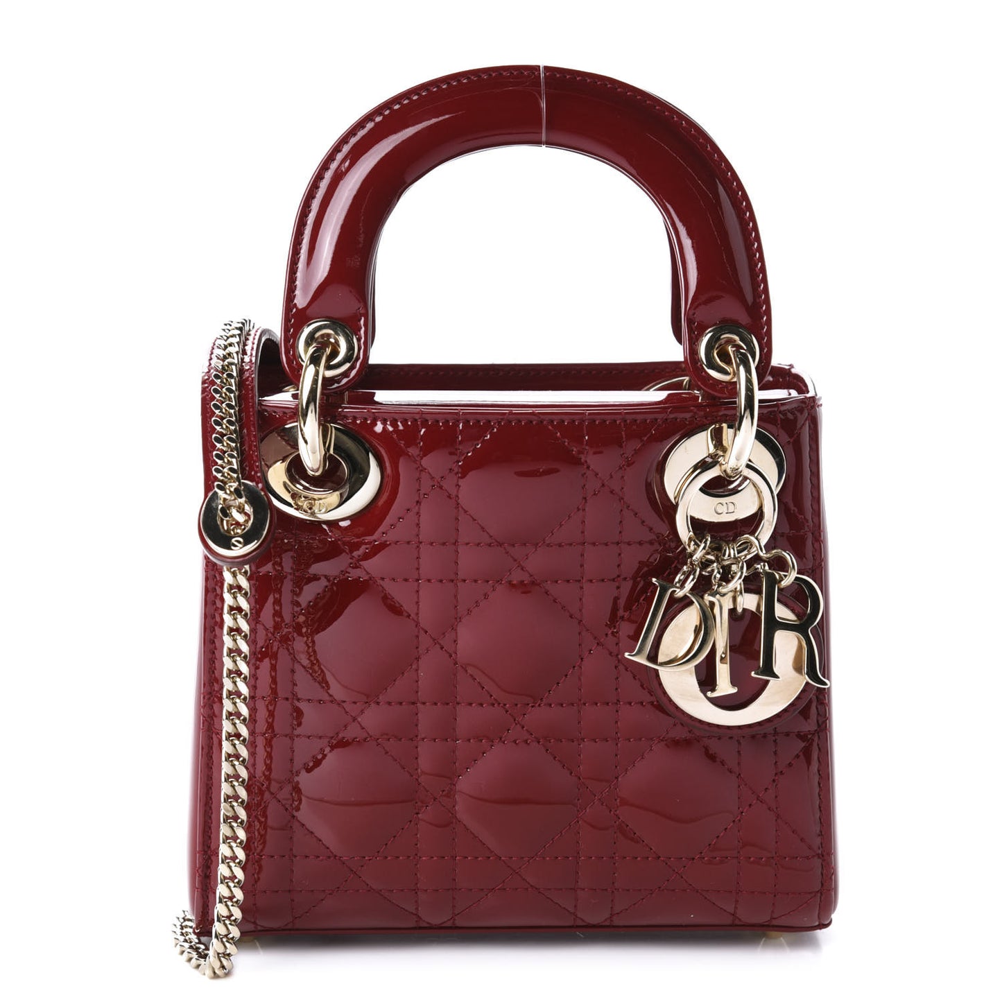 Patent Cannage Mini Lady Dior Red