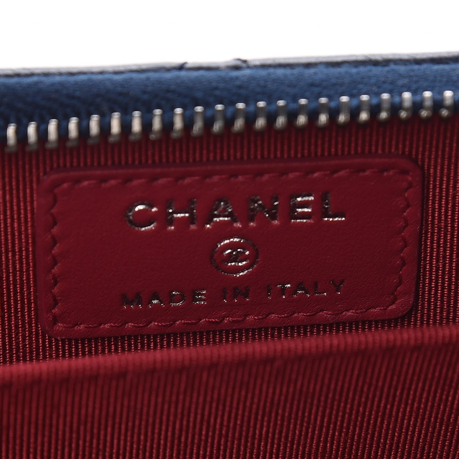 Chanel Aged Calfskin Quilted Gabrielle Zip Around Coin Purse Wallet Blue Black 6 of 8