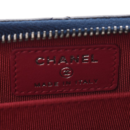 Chanel Aged Calfskin Quilted Gabrielle Zip Around Coin Purse Wallet Blue Black 6 of 8