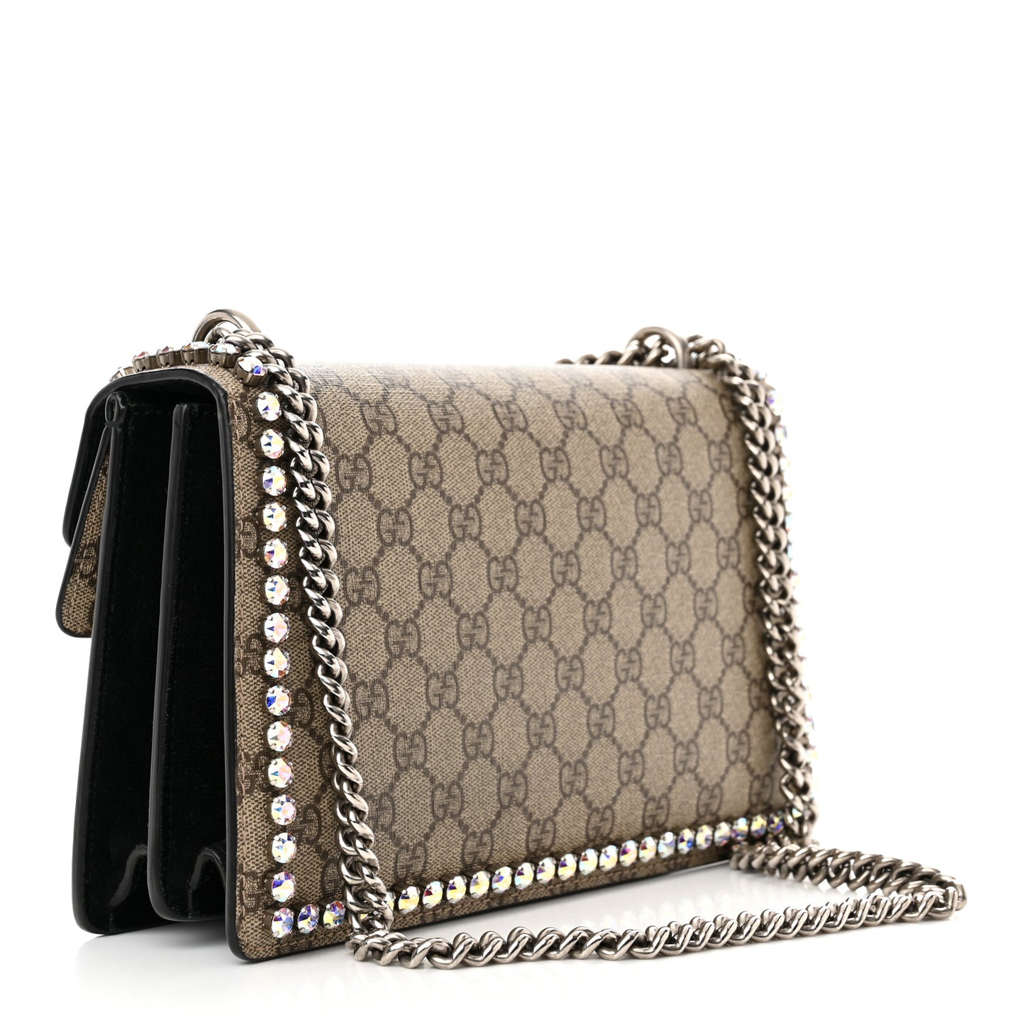 GG Supreme Monogram Crystal Small Dionysus Shoulder Bag Black