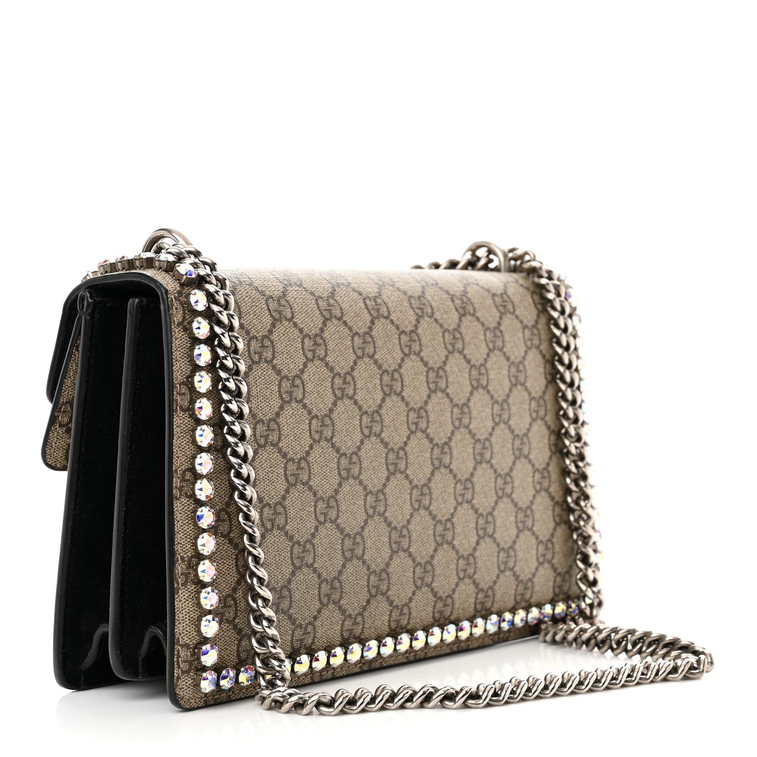 Gucci GG Supreme Monogram Crystal Small Dionysus Shoulder Bag Black 3 of 13