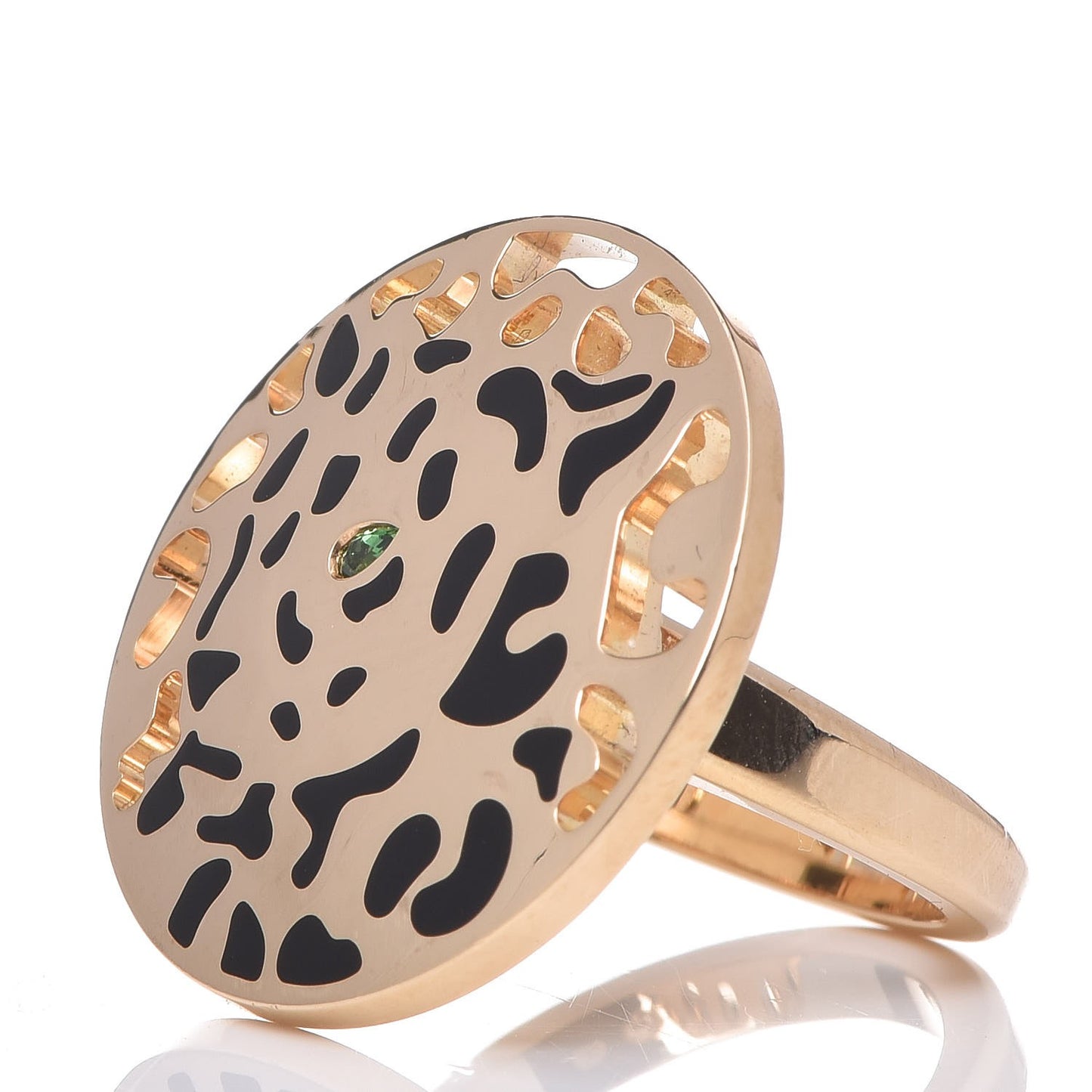 18K Yellow Gold Tsavorite Enamel Panthere De Cartier Ring 49 4.75