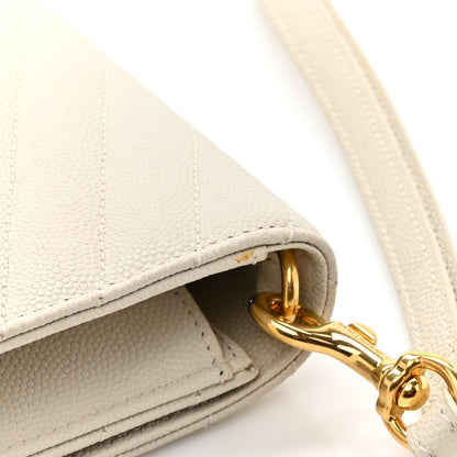 Saint Laurent Grain De Poudre Matelasse Chevron Monogram Envelope Clutch Blanc Vintage 9 of 9