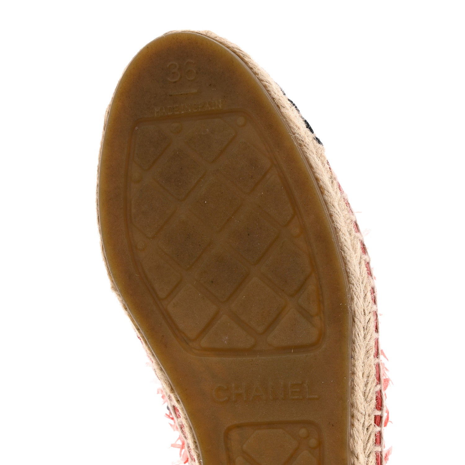 Chanel Tweed Grosgrain CC Espadrilles 36 Coral Red Pink Black 8 of 8