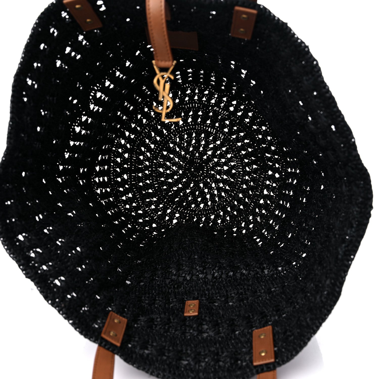 Saint Laurent Raffia Calfskin Medium Panier Tote Black 5 of 9