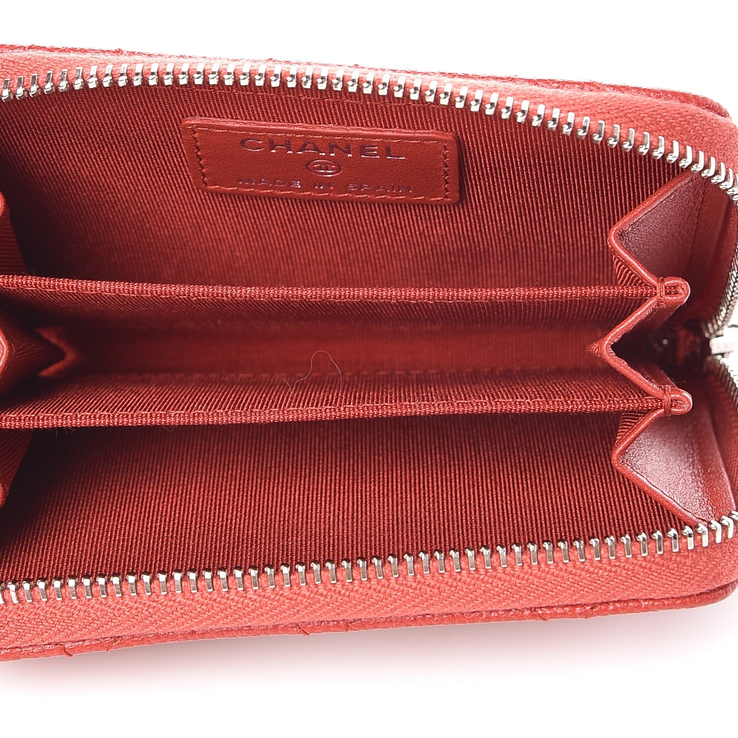 Chanel Caviar Quilted Zip Coin Purse Red 5 of 8