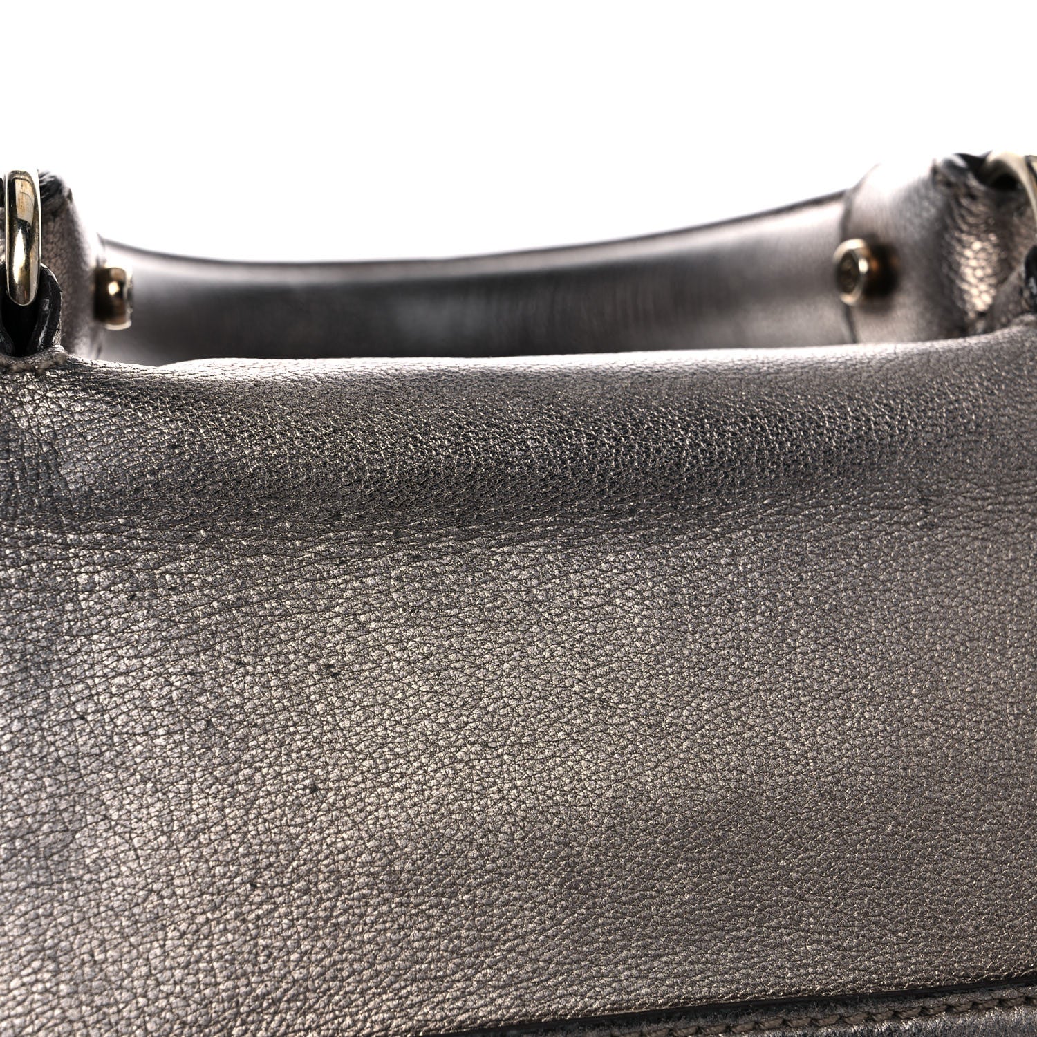 Salvatore Ferragamo Metallic Grained Calfskin Sofia Satchel Silver 27 of 39