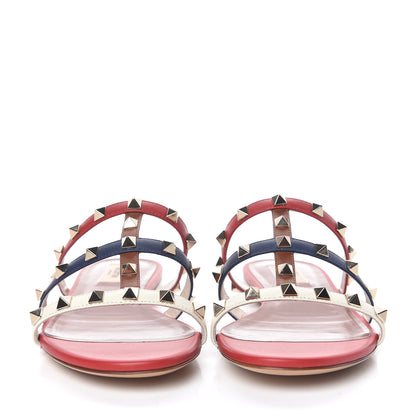 Valentino Garavani Calfskin Rockstud Caged Flat Slide Sandals 38.5 Multicolor 2 of 8