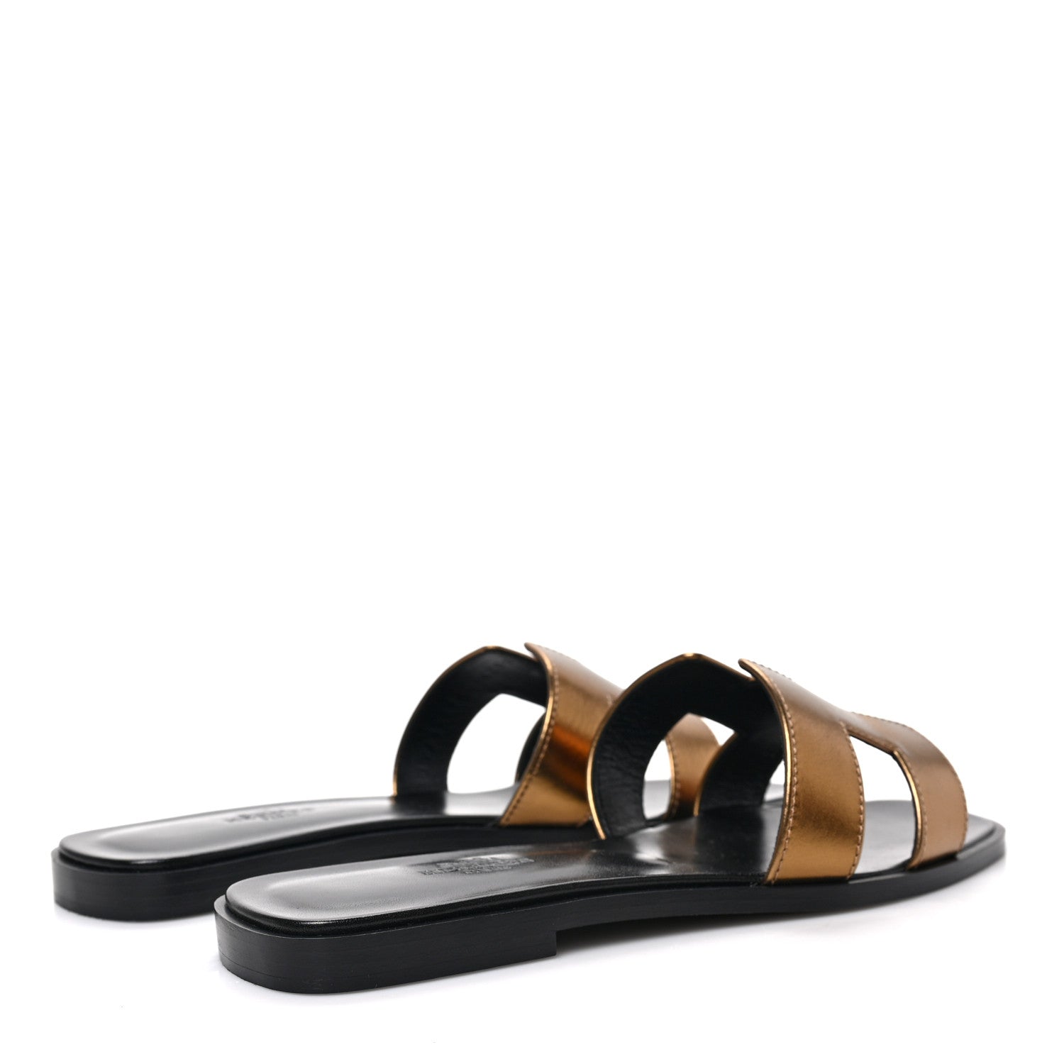 Hermes Metallic Nappa Oran Sandals 37.5 Vert Bronze 4 of 7