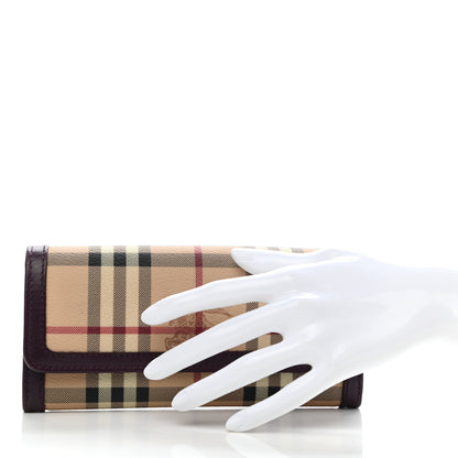 Burberry Haymarket Check Penrose Continental Wallet Burgundy 2 of 10