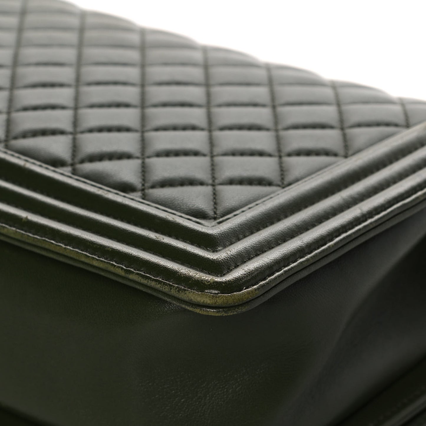 Lambskin Quilted New Medium Boy Flap Dark Green