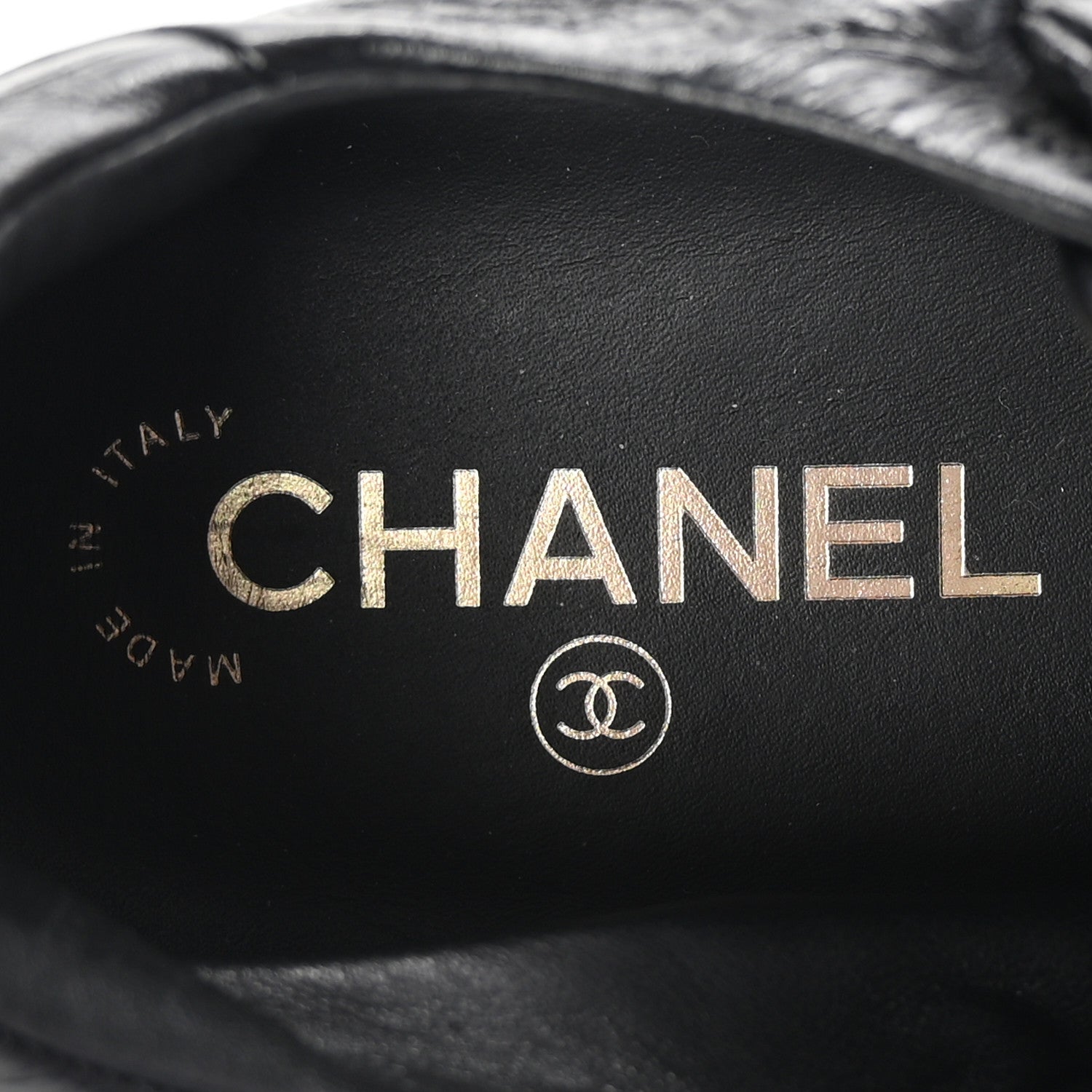 Chanel Crumpled Calfskin Womens CC Bow Sneakers 36.5 Black 8 of 9