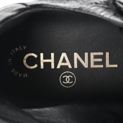 Chanel Crumpled Calfskin Womens CC Bow Sneakers 36.5 Black 8 of 9