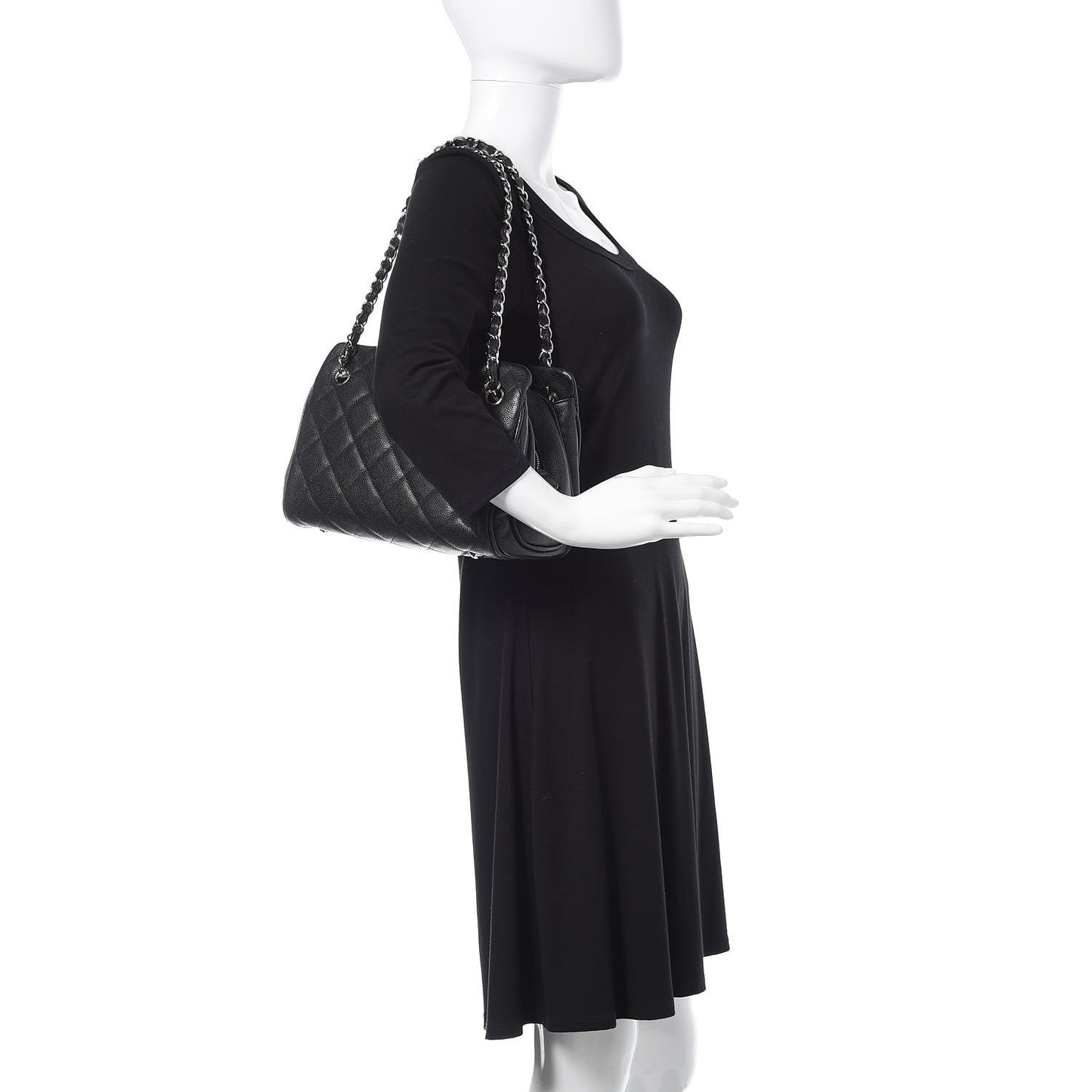 Caviar Quilted Tote Black