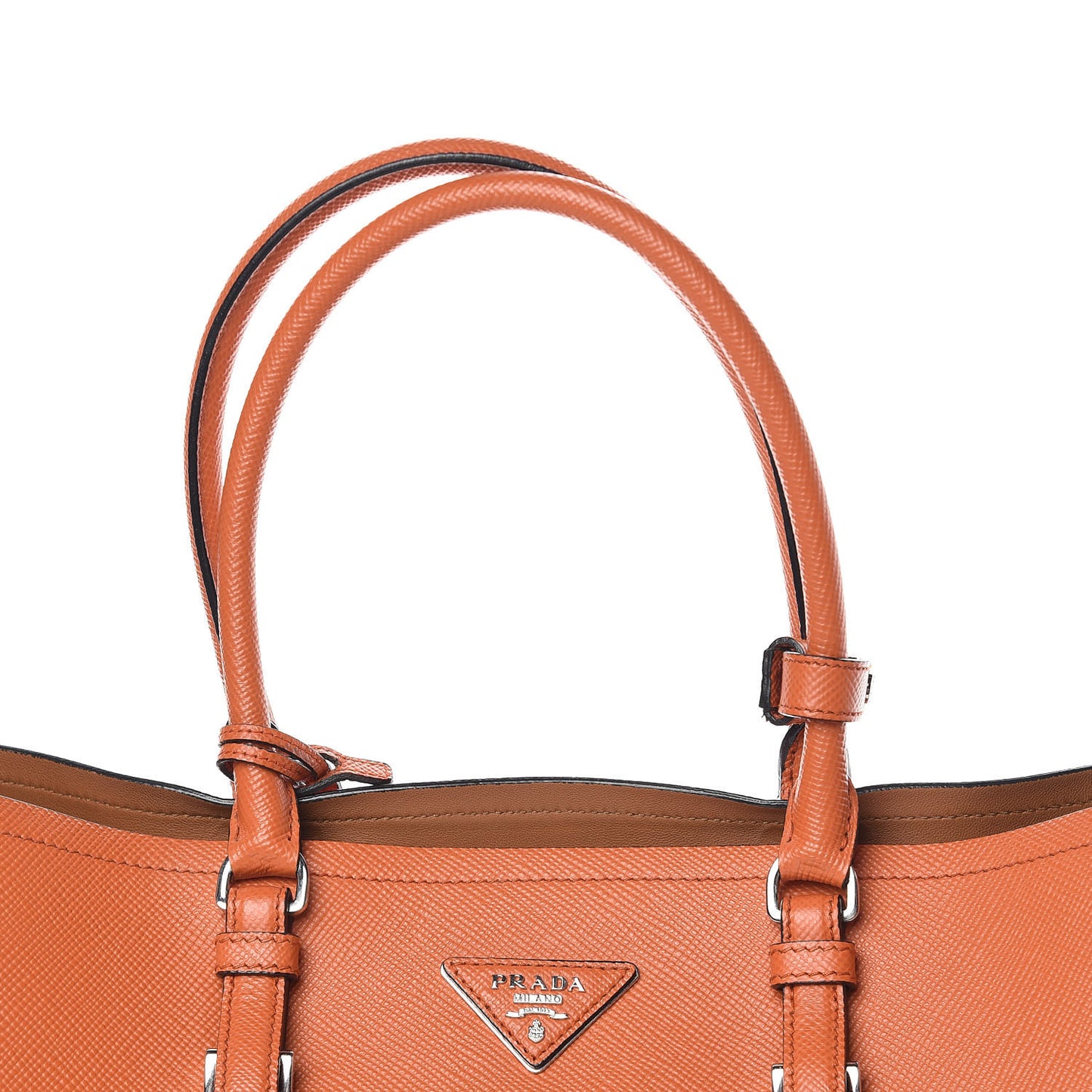 Saffiano Cuir Medium Double Handle Tote Papaya
