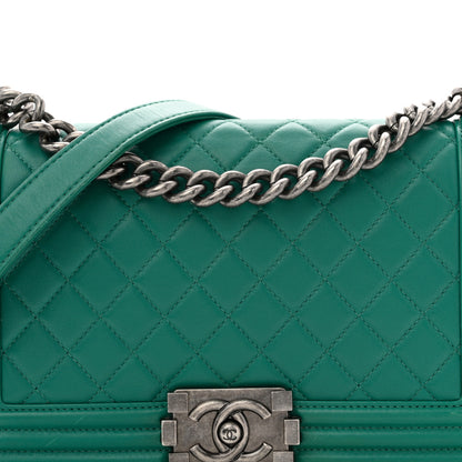 Chanel Lambskin Quilted Medium Boy Flap Green 8 of 13