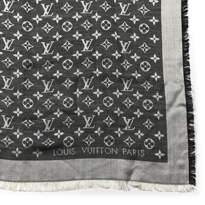 Louis Vuitton Silk Wool Monogram Denim Shawl Black 2 of 5