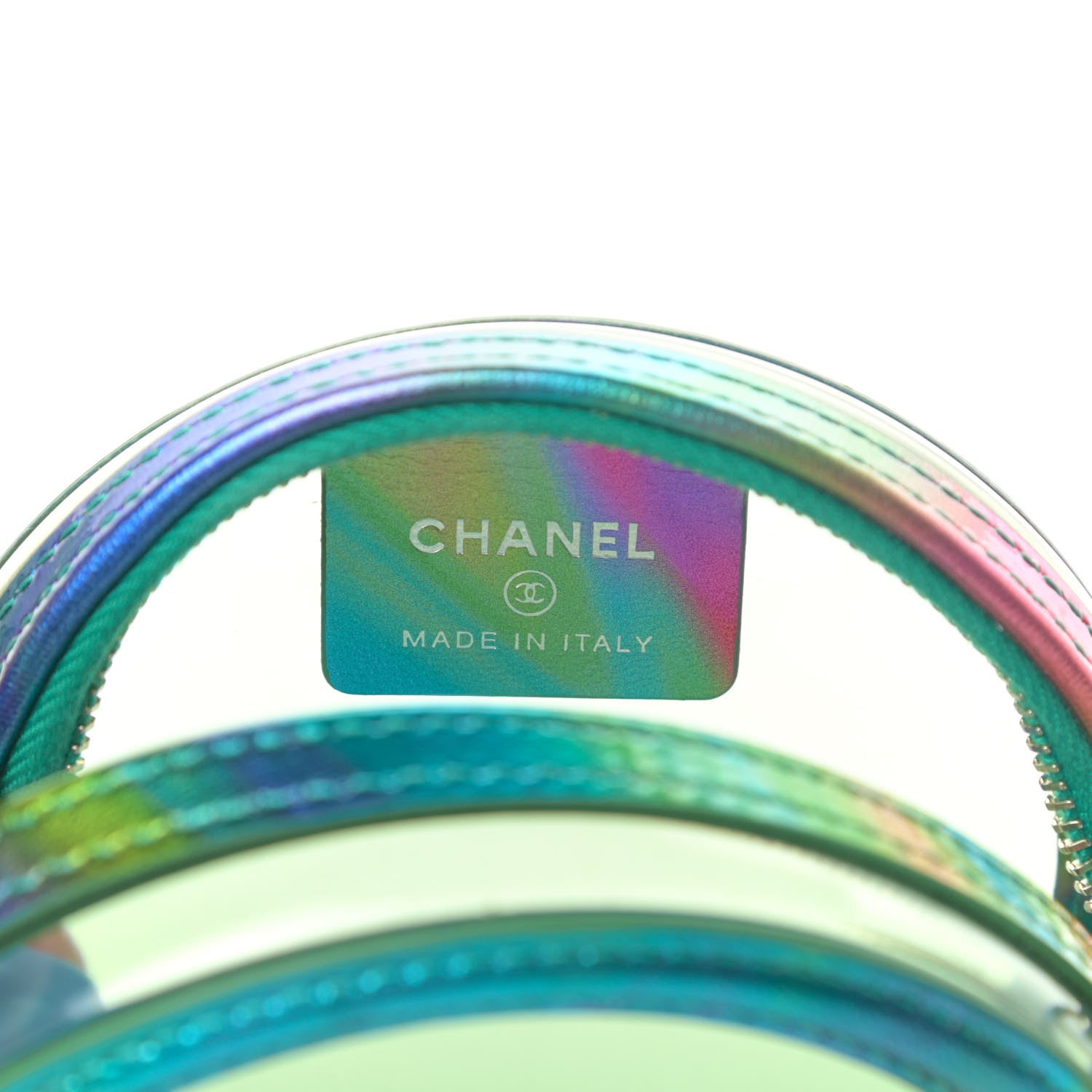 Chanel PVC Calfskin Lambskin Quilted Round Filigree Clutch With Chain Green 6 of 11