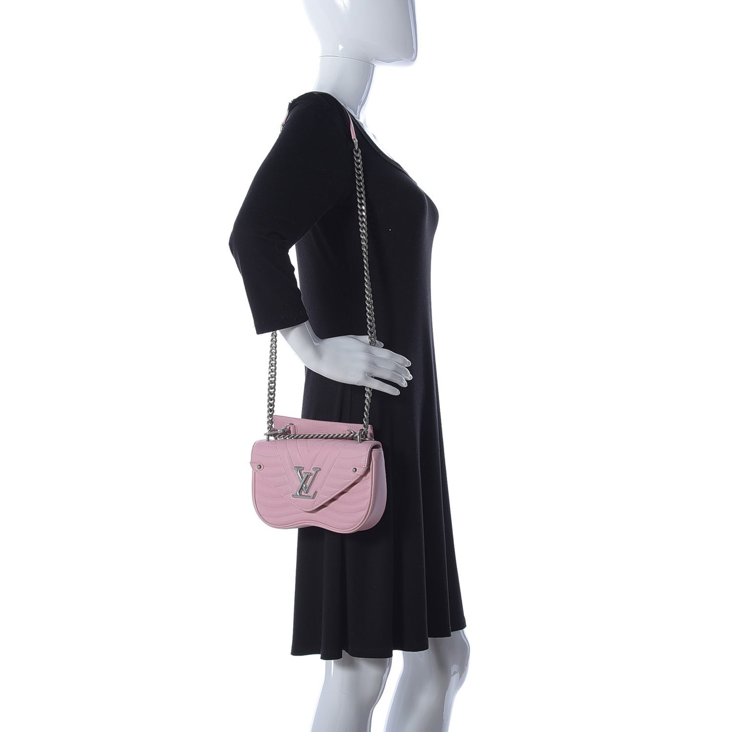 Calfskin New Wave Chain MM Rose Clair