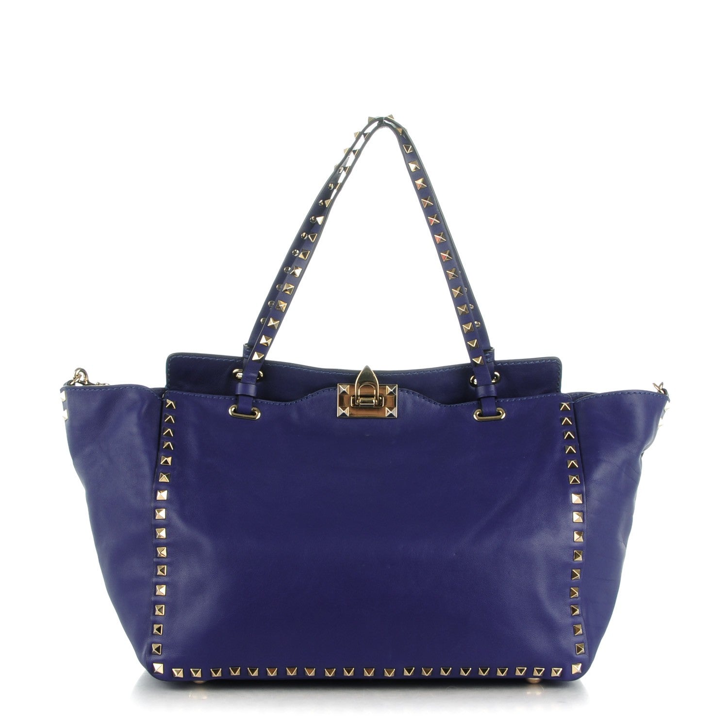 Valentino Garavani Vitello Medium Rockstud Tote Blue China 1 of 7
