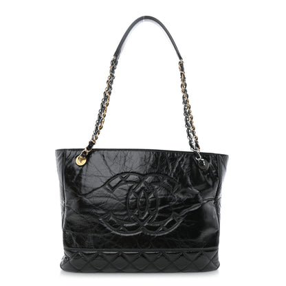 Chanel Shiny Aged Calfskin Quilted Small Shopping Bag Black 1 of 12