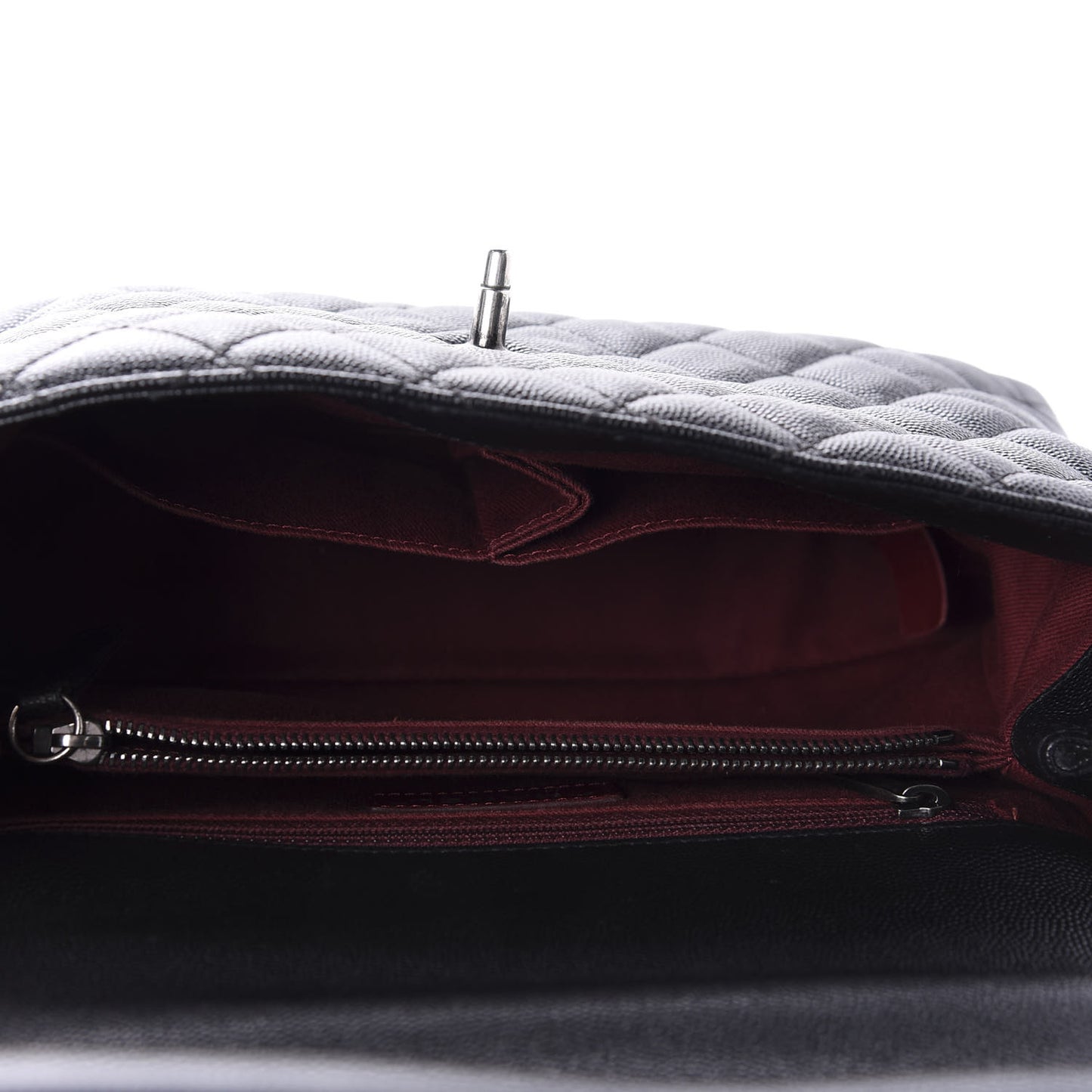 Caviar Quilted Small Coco Handle Flap Black