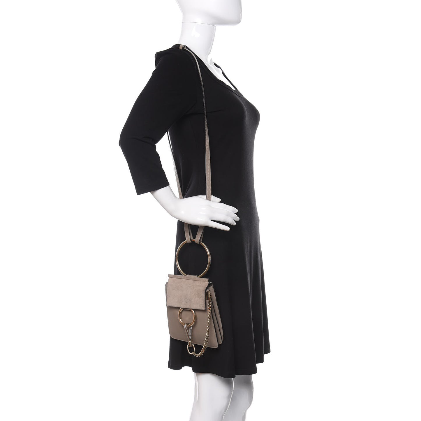 Suede Calfskin Mini Faye Bracelet Bag Motty Grey