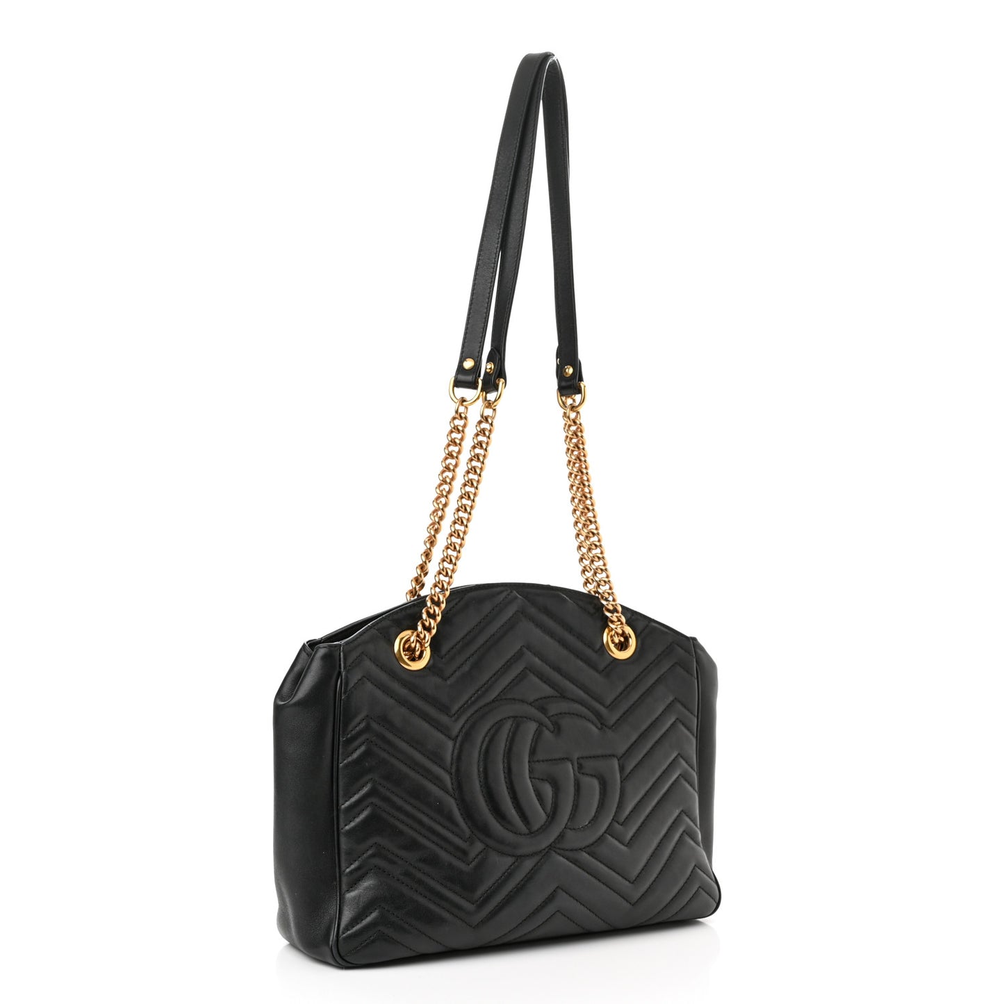 Calfskin Matelasse Medium GG Marmont Open Top Shoulder Bag Black