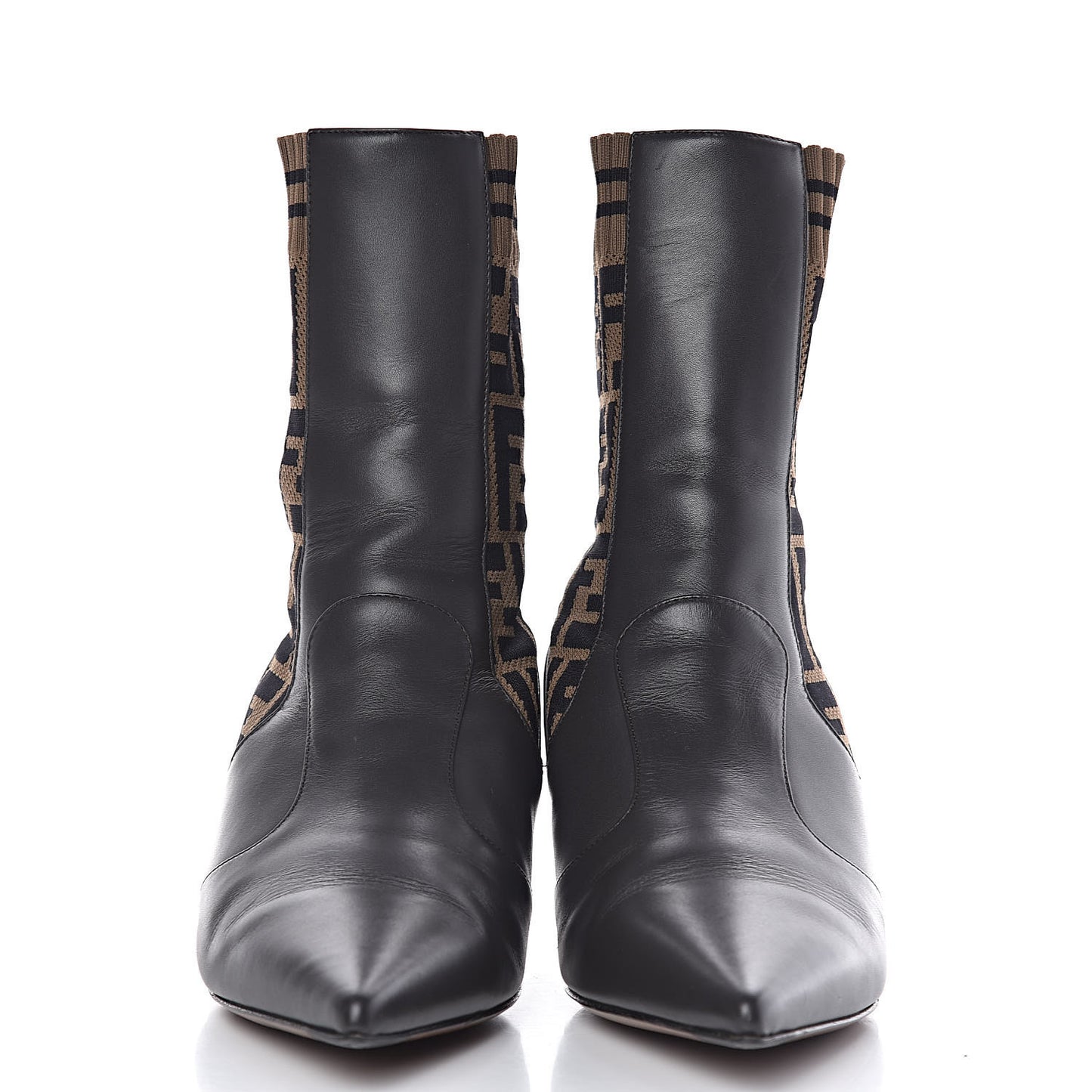 Vitellino Microfiber Fabric FF Rockoko Low Heel Sock Boots 38.5 Ebano Tobacco Black