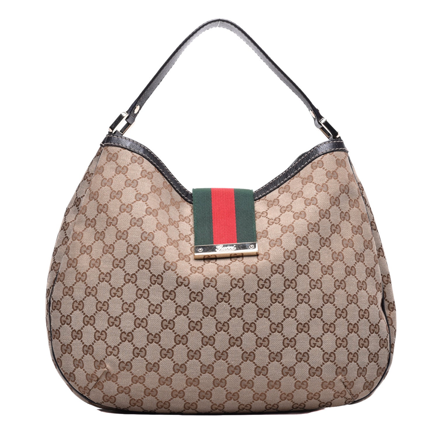 Gucci Monogram Large New Ladies Web Hobo Dark Brown 1 of 11