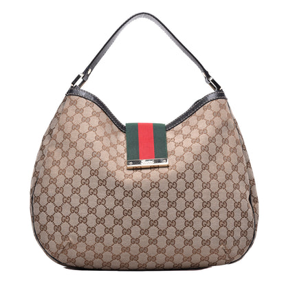 Gucci Monogram Large New Ladies Web Hobo Dark Brown 1 of 11
