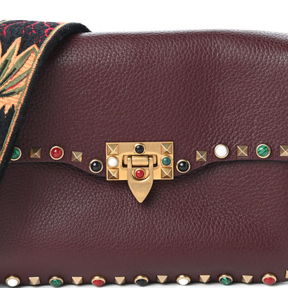 Valentino Garavani Calfskin Enchanted Wonderland Medium Guitar Strap Rockstud Rolling Flap Saddle Bag Rubin 9 of 9