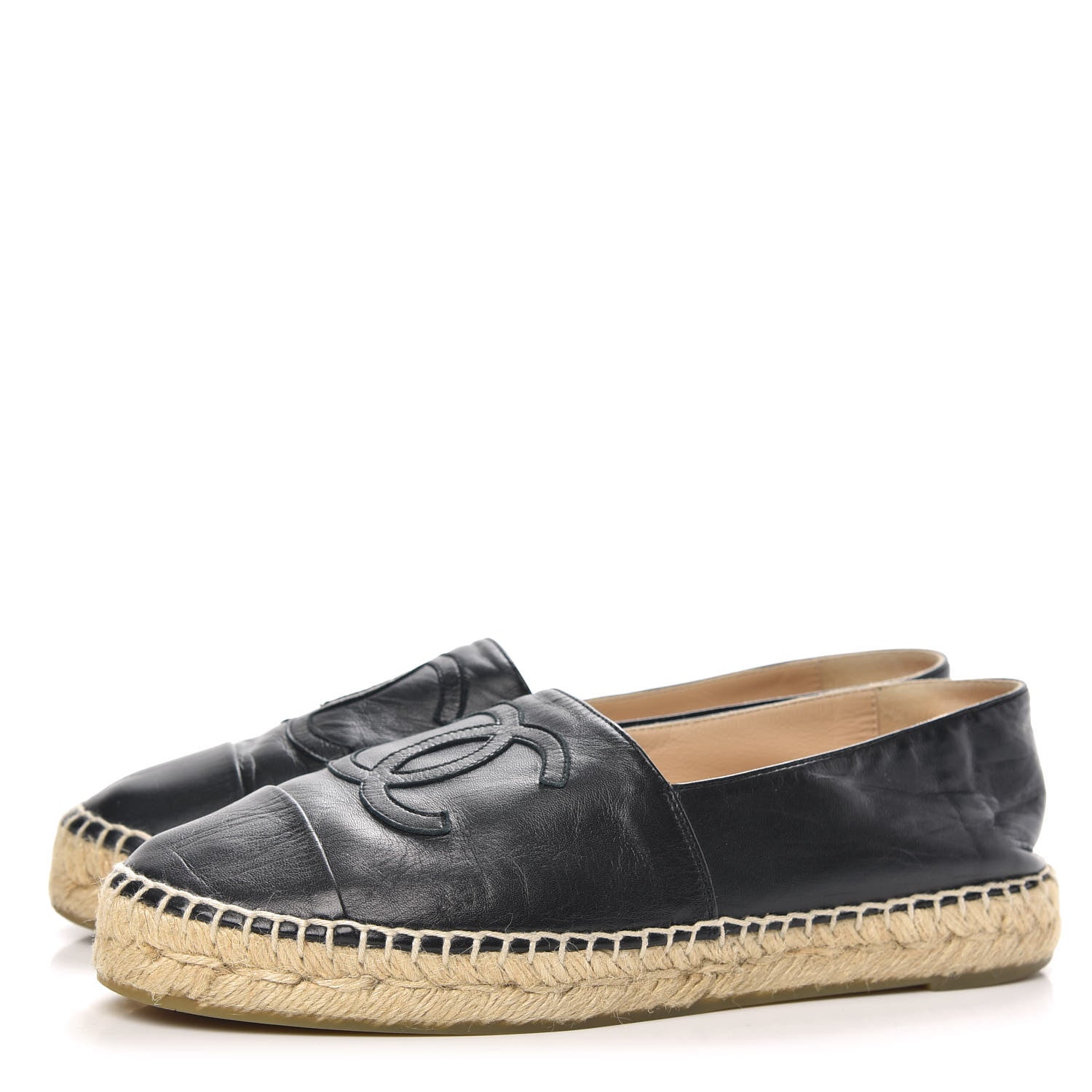 Chanel Lambskin CC Espadrilles 38 Black 3 of 12