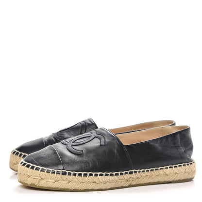 Chanel Lambskin CC Espadrilles 38 Black 3 of 12