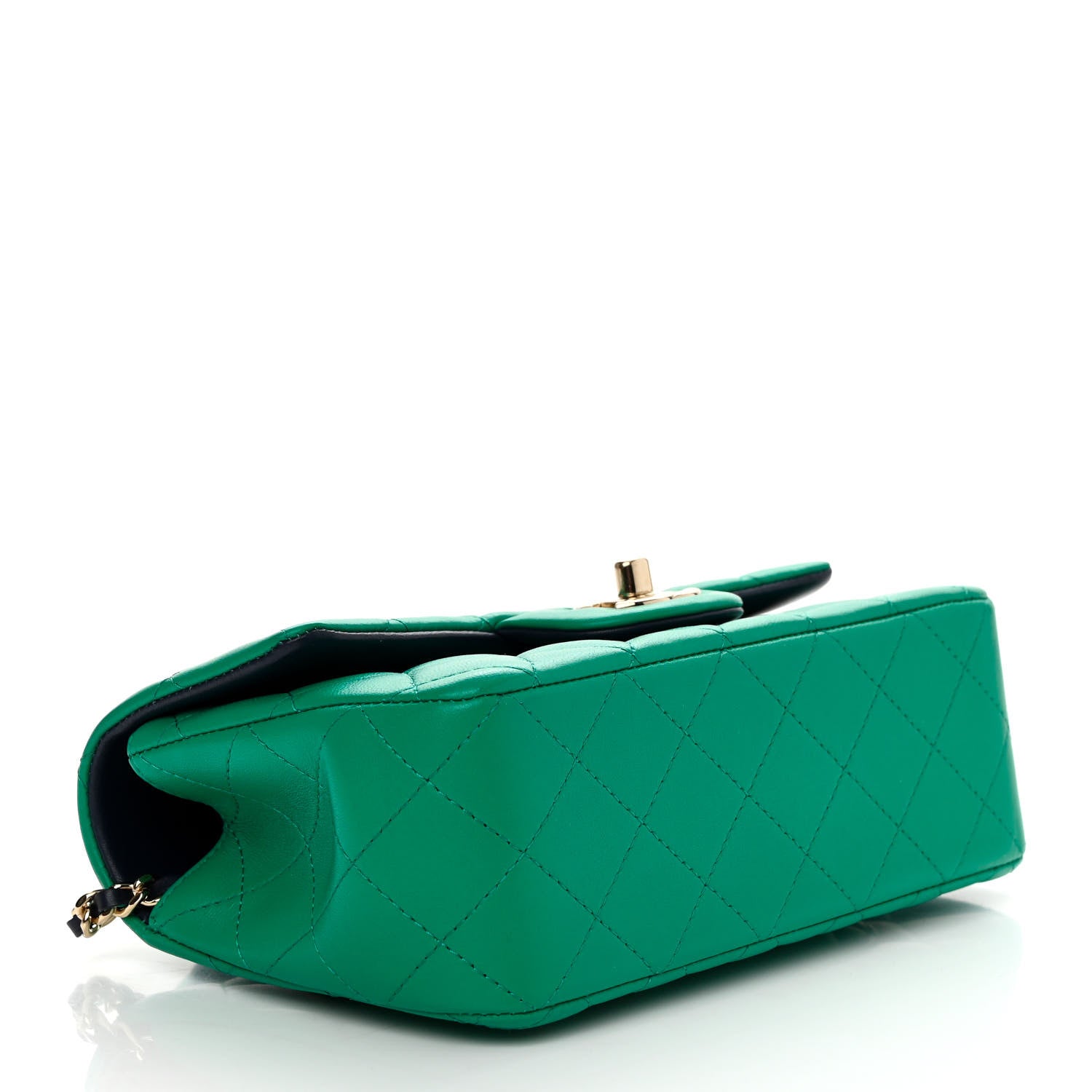 Chanel Lambskin Quilted Bi-Color Mini Top Handle Rectangular Flap Green Dark Blue 4 of 10