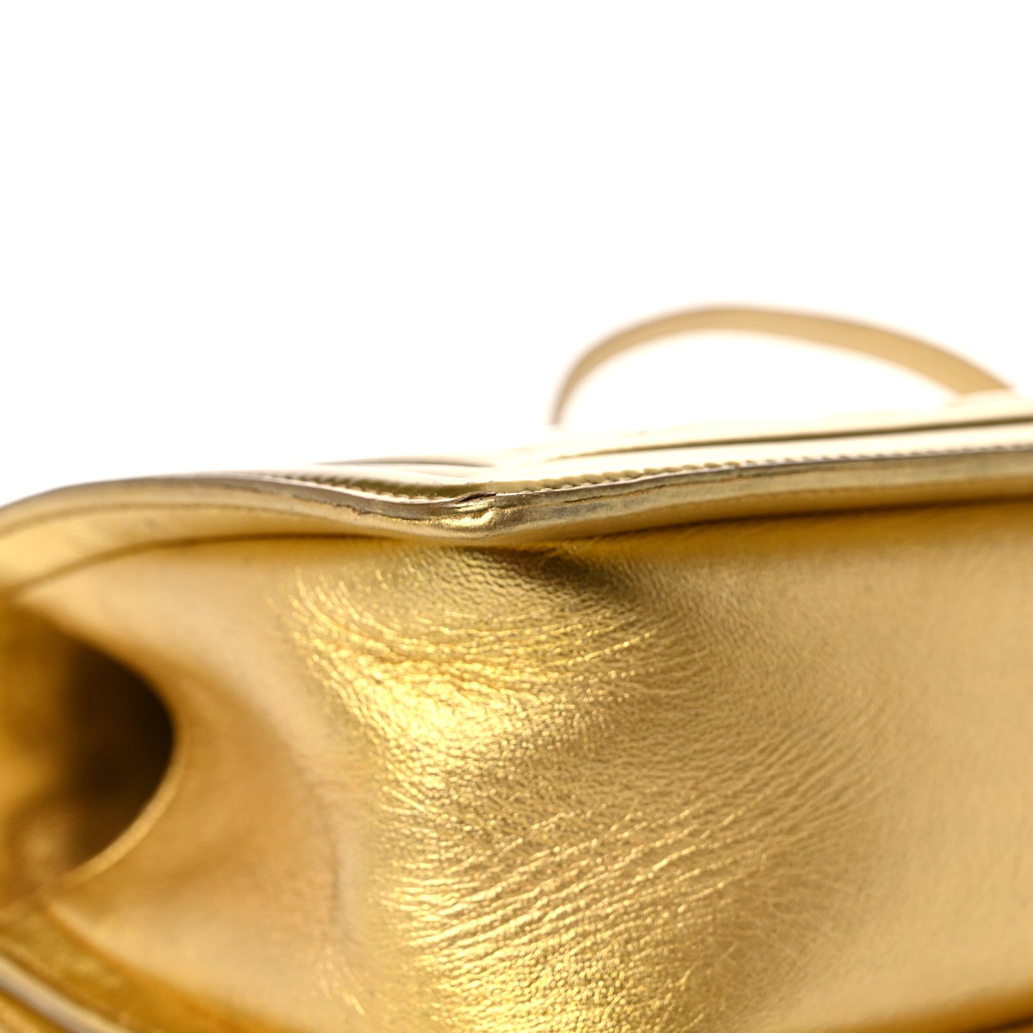 Metallic Patent Calfskin Quilted Medium Boy Flap Gold