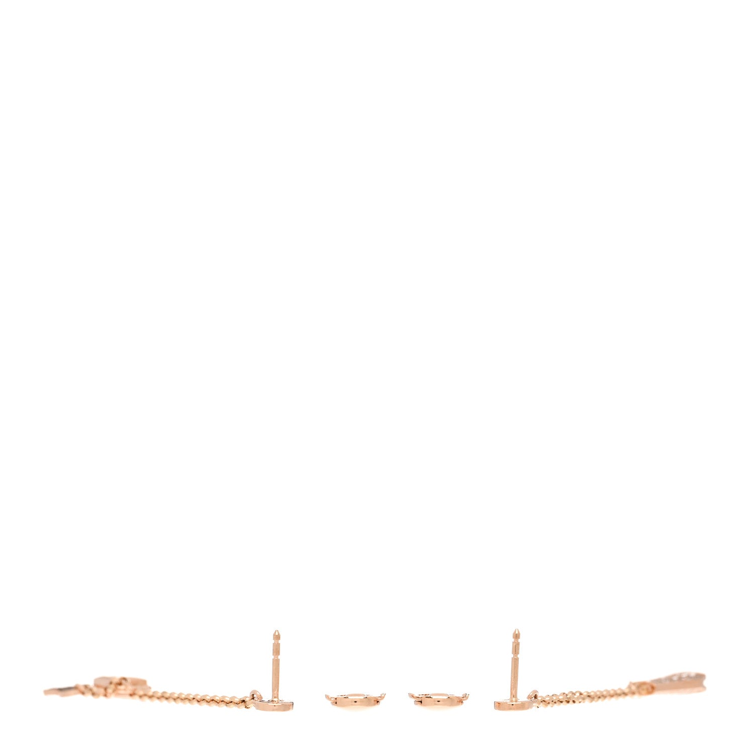 Hermes 18K Rose Gold Diamond Kelly Clochette Drop Earrings 3 of 5