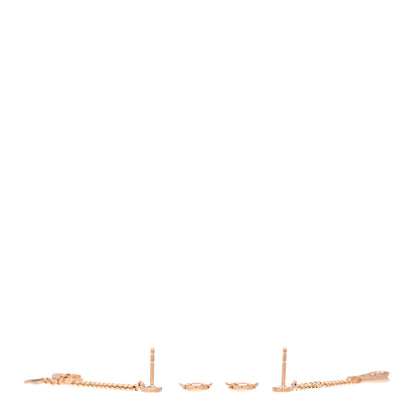 Hermes 18K Rose Gold Diamond Kelly Clochette Drop Earrings 3 of 5