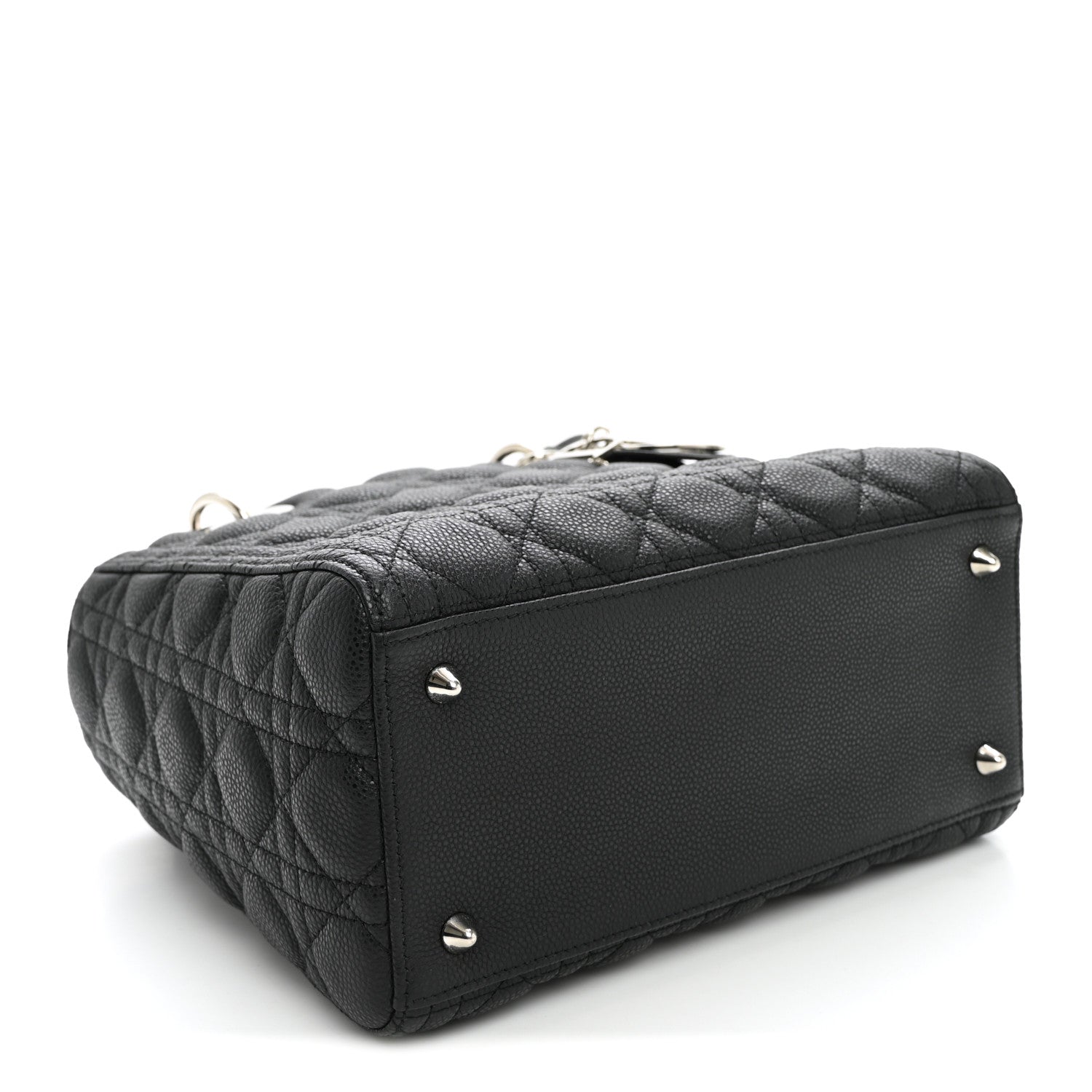 Christian Dior Grained Calfskin Cannage Medium Lady Dior Black 3 of 9