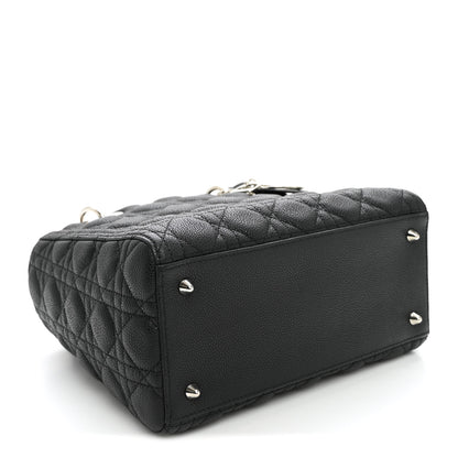 Christian Dior Grained Calfskin Cannage Medium Lady Dior Black 3 of 9