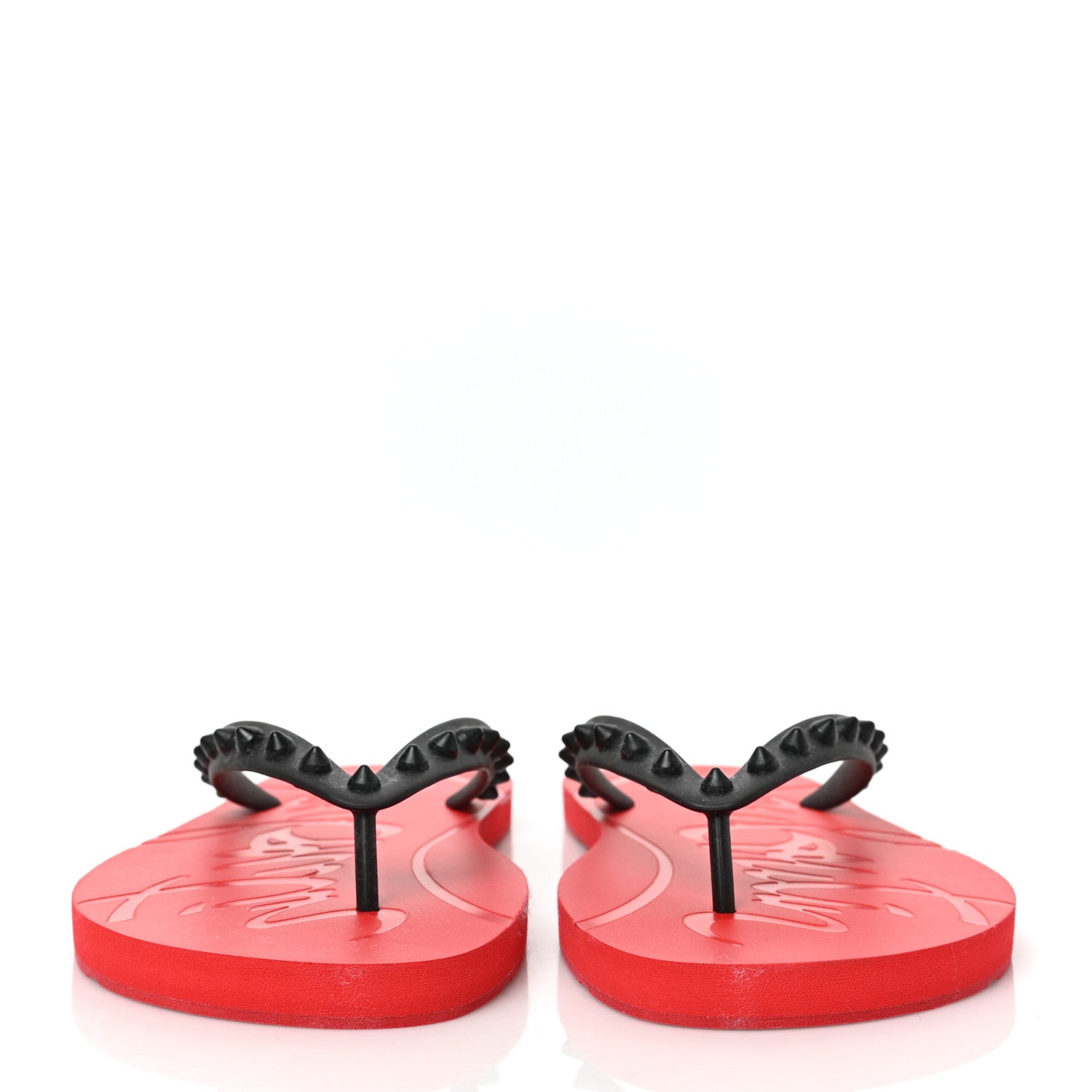 Christian Louboutin Rubber Spike Loubi Donna Flip Flop 41 Black Red 2 of 7