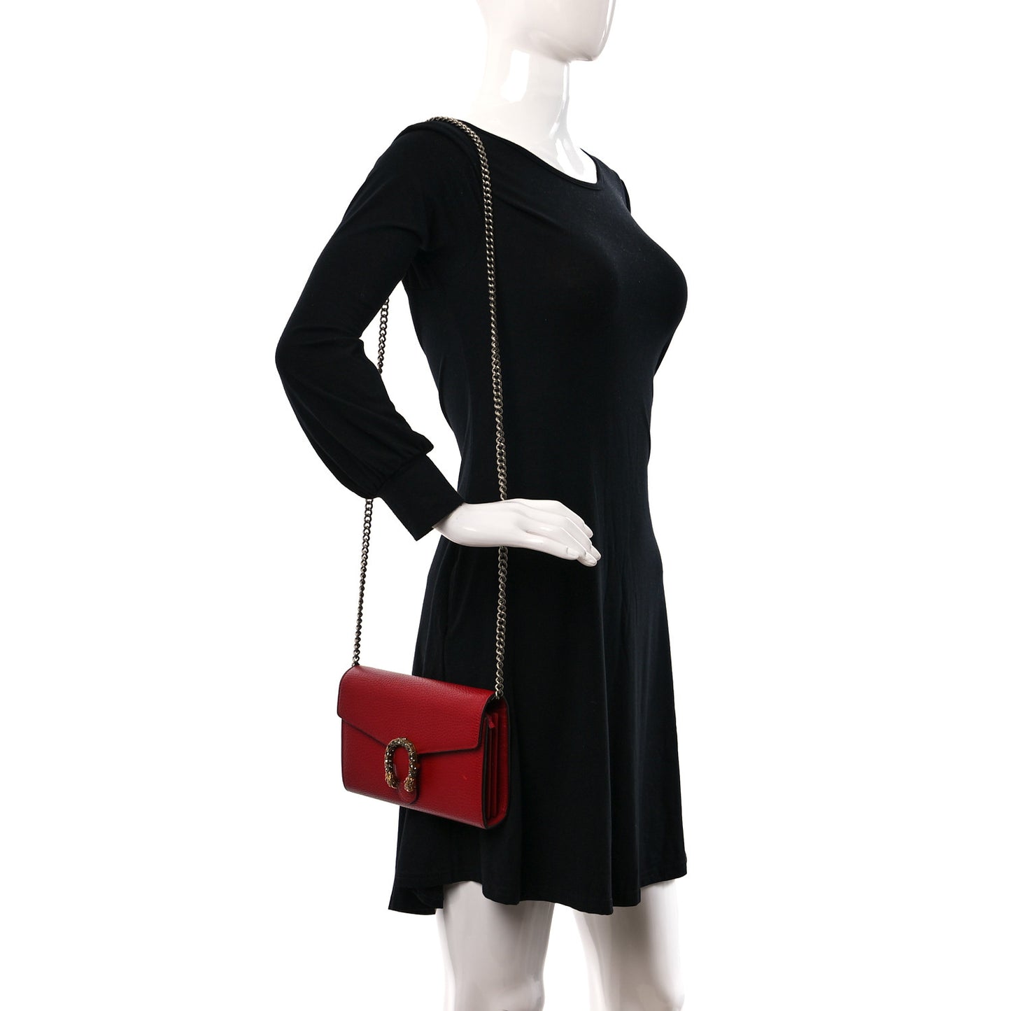 Calfskin Mini Dionysus Chain Wallet Hibiscus Red