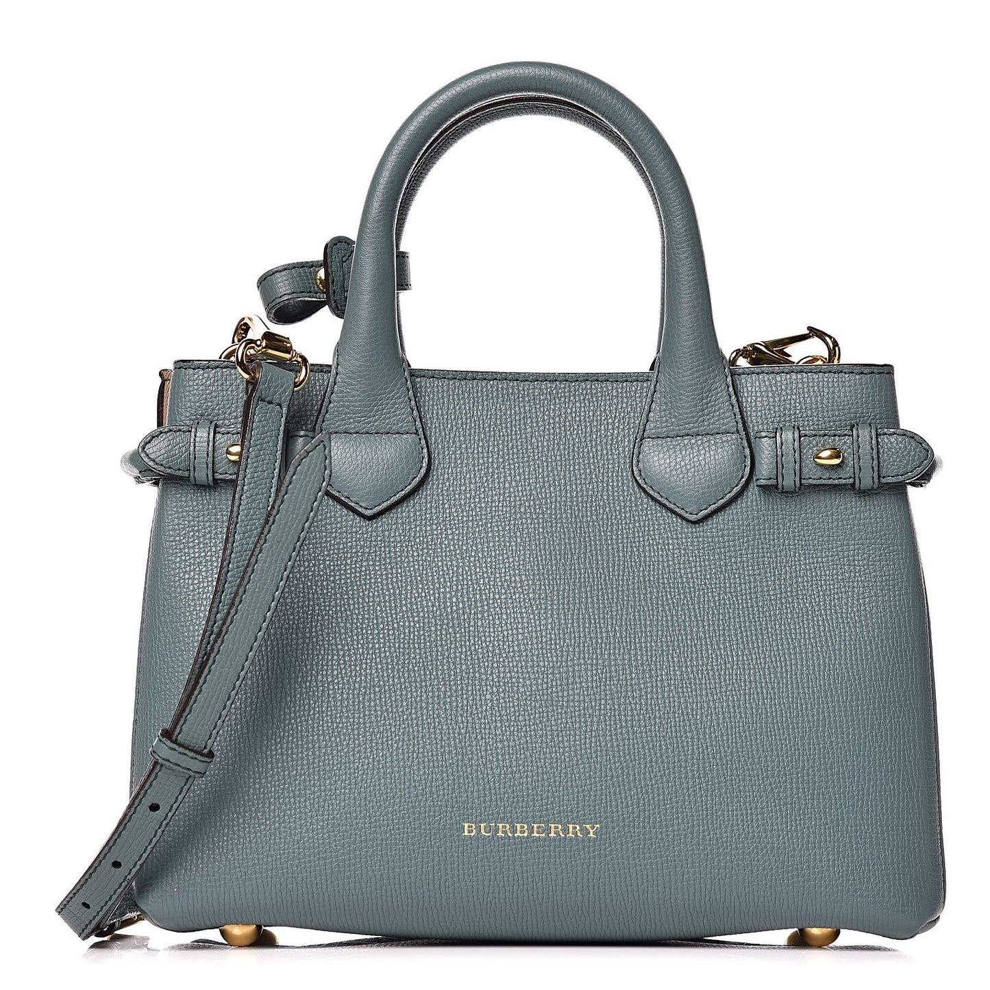 Grainy Calfskin House Check Small Banner Tote Smokey Green