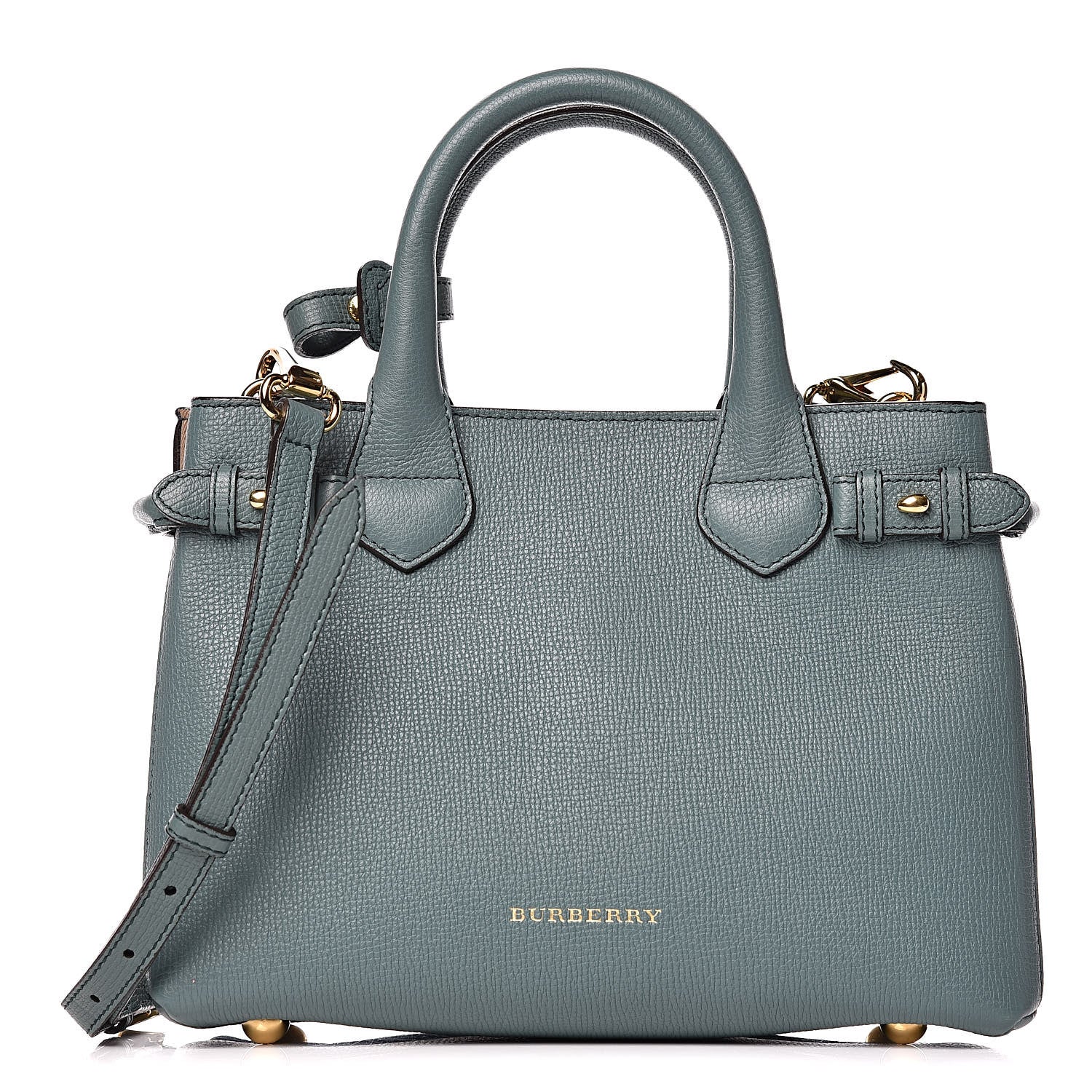Burberry Grainy Calfskin House Check Small Banner Tote Smokey Green 1 of 10