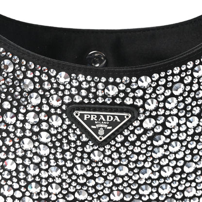 Prada Satin Crystal Cleo Adjustable Strap Shoulder Bag Metal 7 of 9