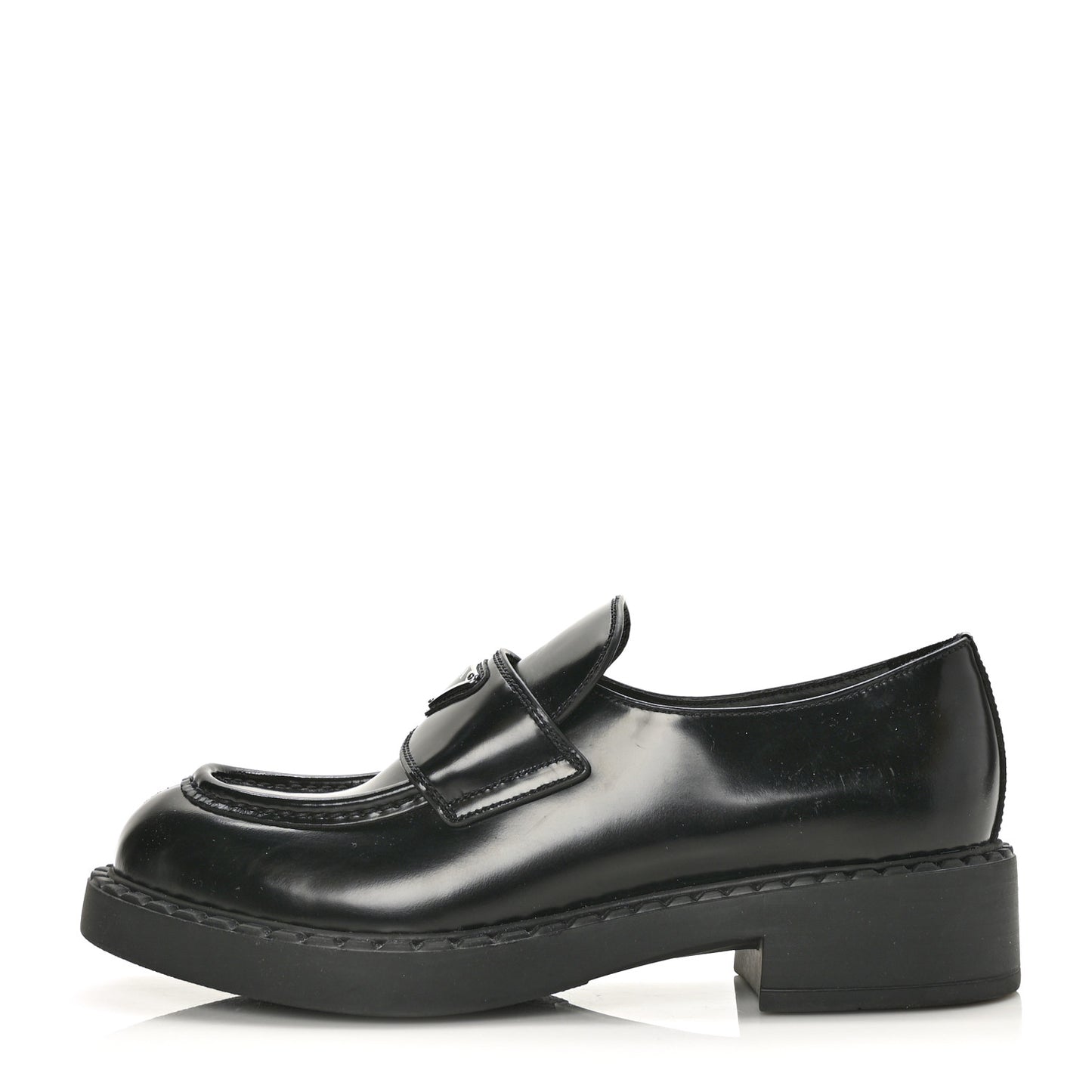 Spazzolato Metal Triangle Logo 50mm Loafers 40.5 Black